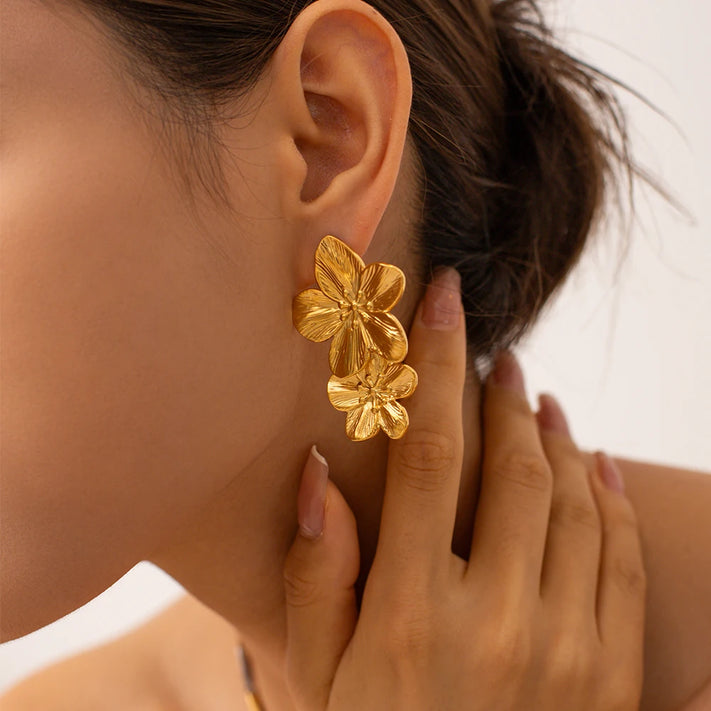 Boucles d’oreilles en acier inox & plaqué or 18K | Oseraa