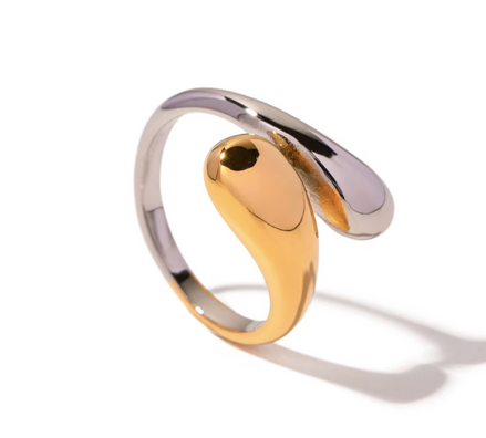 Bague Asia – packshot anneau bicolore – acier inox 316L plaqué or 18K – Oseraa