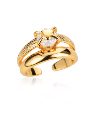 Bague Calice – packshot solitaire zircon – acier inox 316L plaqué or 18K – Oseraa