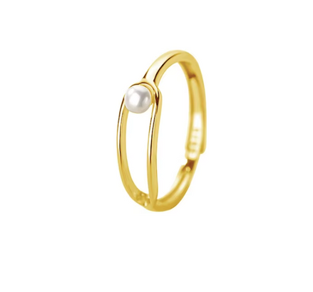 Bague Luna – packshot perle – acier inox 316L plaqué or 18K – Oseraa