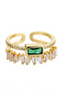 Bague Thémis – packshot zircon vert & baguettes – acier inox 316L plaqué or 18K – Oseraa