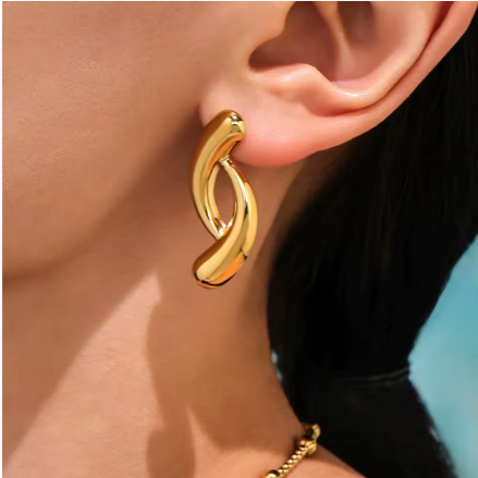 Boucles DARHA design vortex doré portées, profil – Oseraa