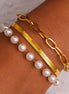 Bracelet Bombay en acier inoxydable doré avec perles nacrées- O-dace.com