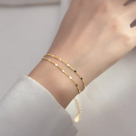 Bracelet Istanbul en acier inoxydable doré duo de chaînes - O-dace.com
