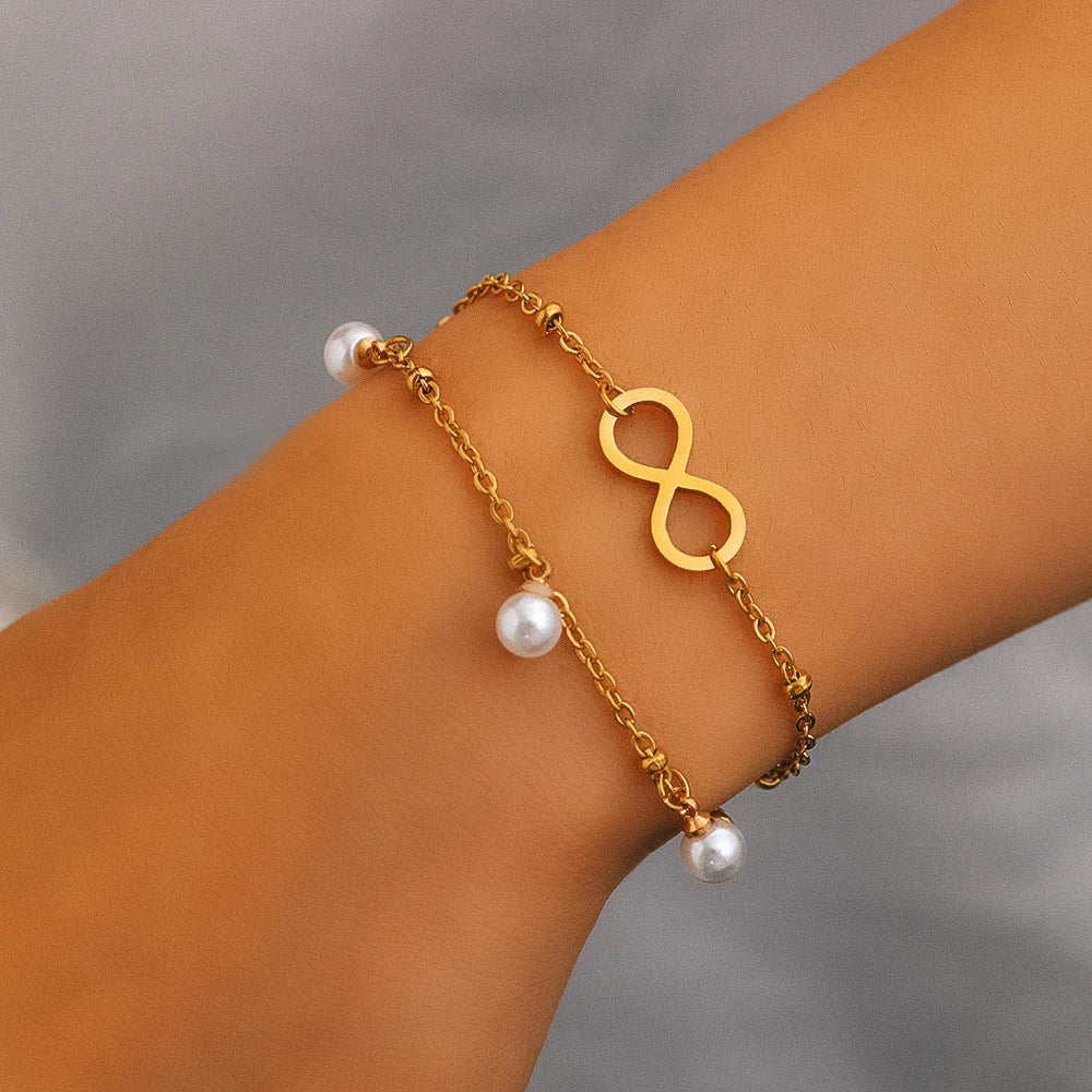 Bracelet Karachi en acier inoxydable doré symbole infini - O-dace.com